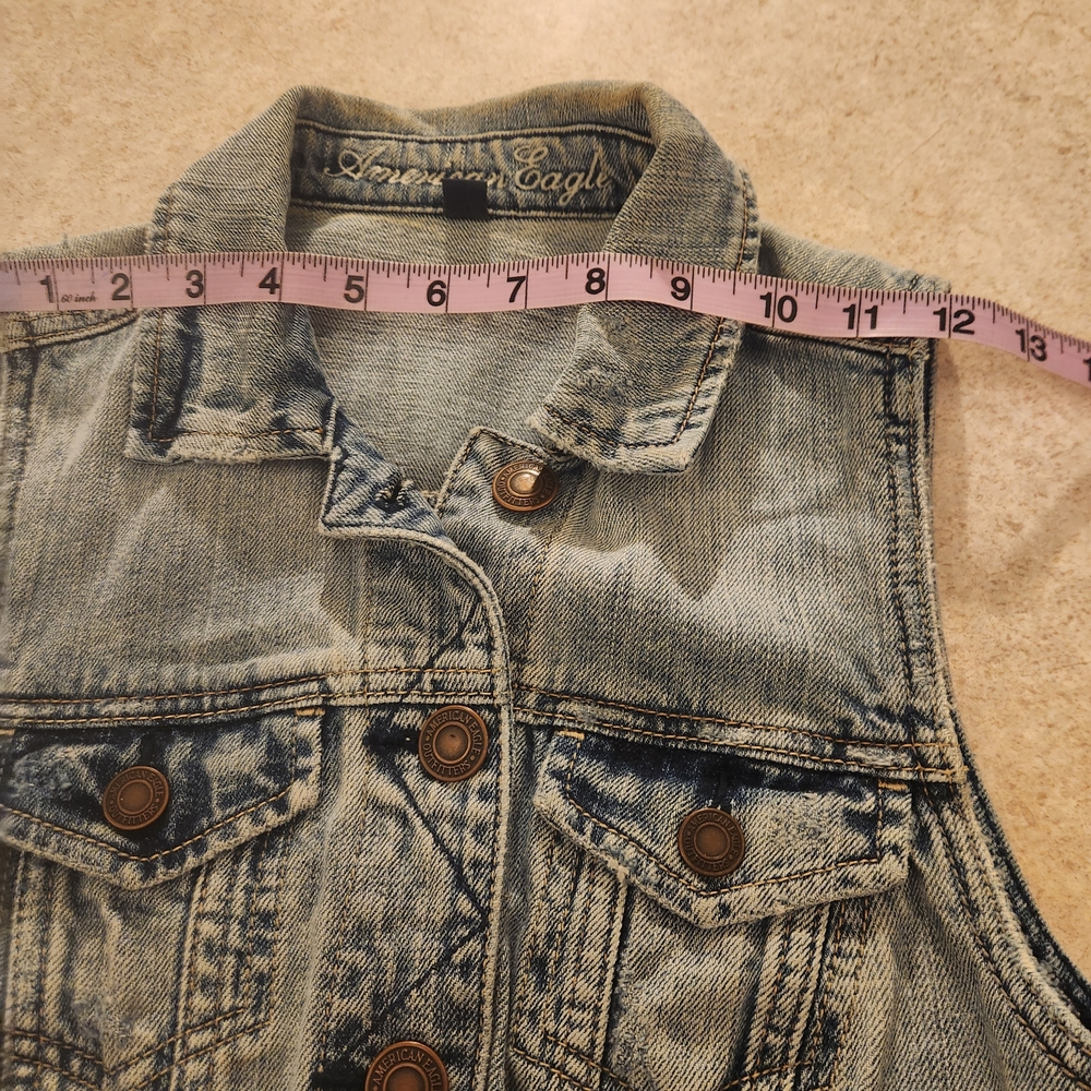 Y2K American Eagle Jeans / Denim Button Down Vest Size Sm. Good Used Conditions - Picture 6 of 10